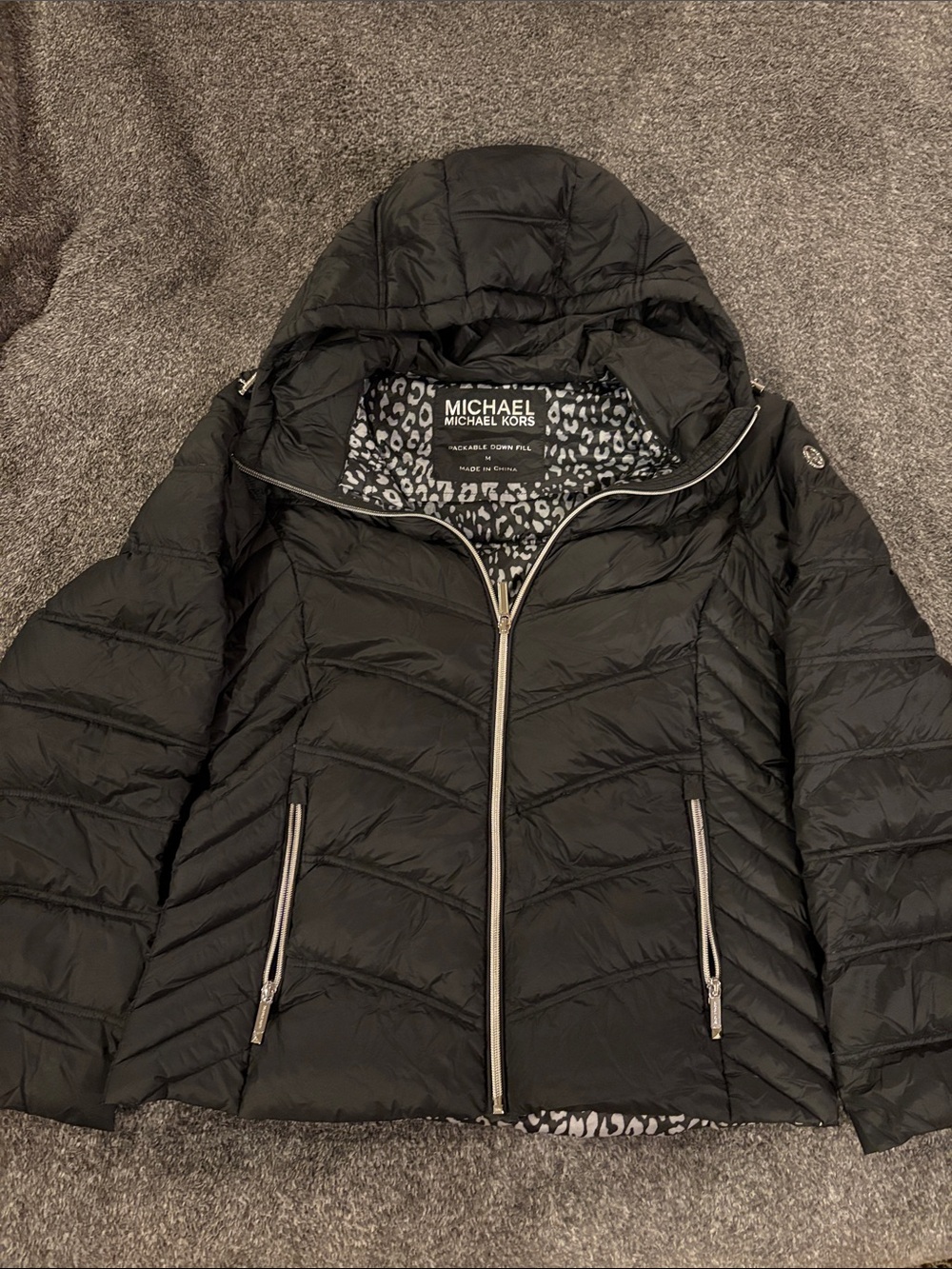 Michael Kors Black Quilted Hooded Puffer Jacket